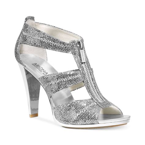 michael kors berkley t strap sandal silver|michael kors denim wedge sandals.